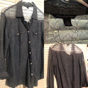 Jean and lace button down
